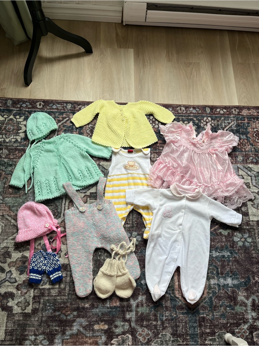 Bundle Lot of Vintage Mixed Baby Outfits Clothing Hats Mittens Sweaters etc